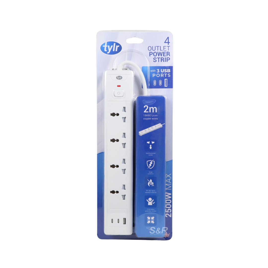 Tylr 4 Outlet Power Strip with 3 USB Ports TYL-SE5150